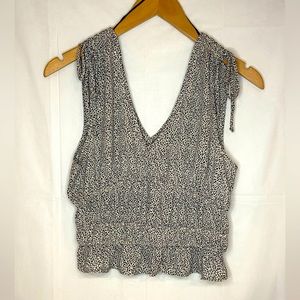 Sienna Sky V Neck Cropped Tank Top - Tie Shoulders